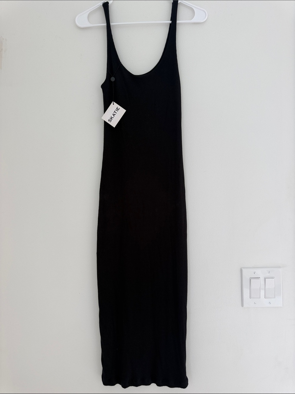 Skatie Black Ribbed Tank Maxi Dress